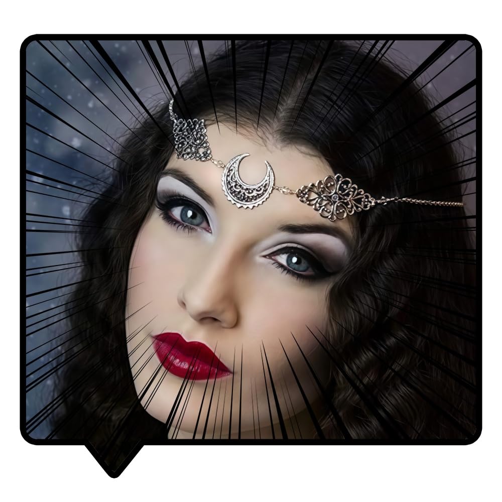 Amazon.com: Doubnine Crescent Moon Boho Head Chain Pendant Gothic